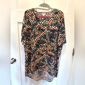 “LuLaRoe Carly Dress Medium – Patriotic USA Flag Statue of Liberty Print”